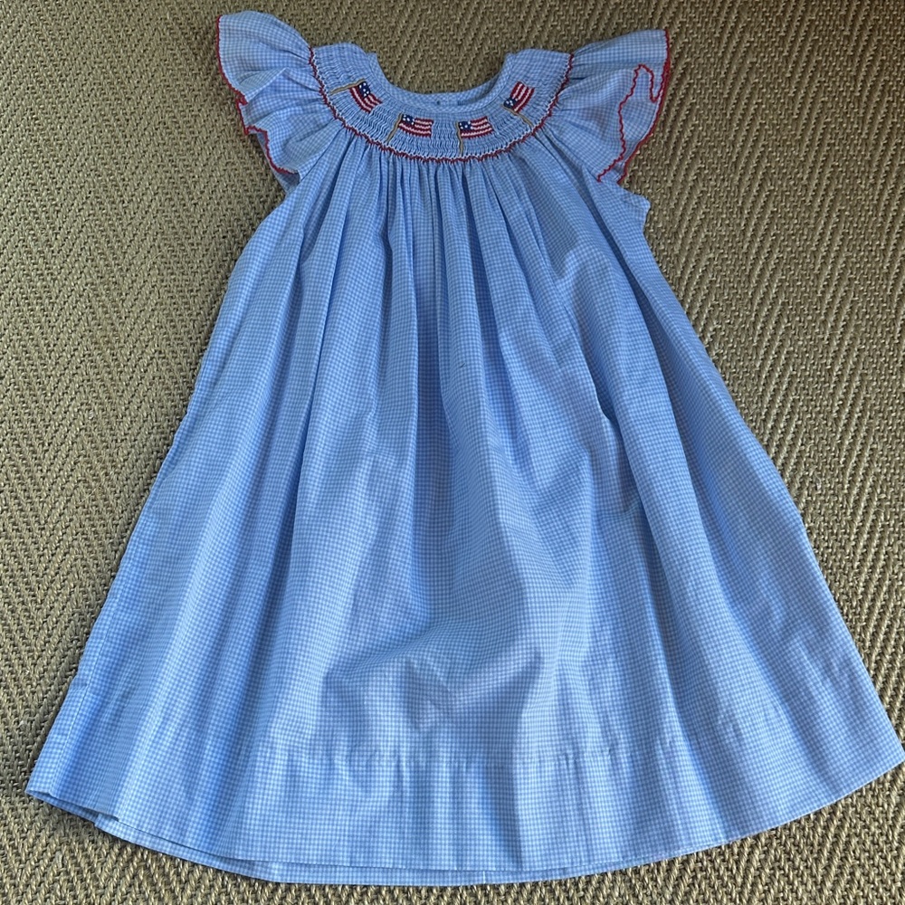 Petit Bébé Smocked American Flag Dress